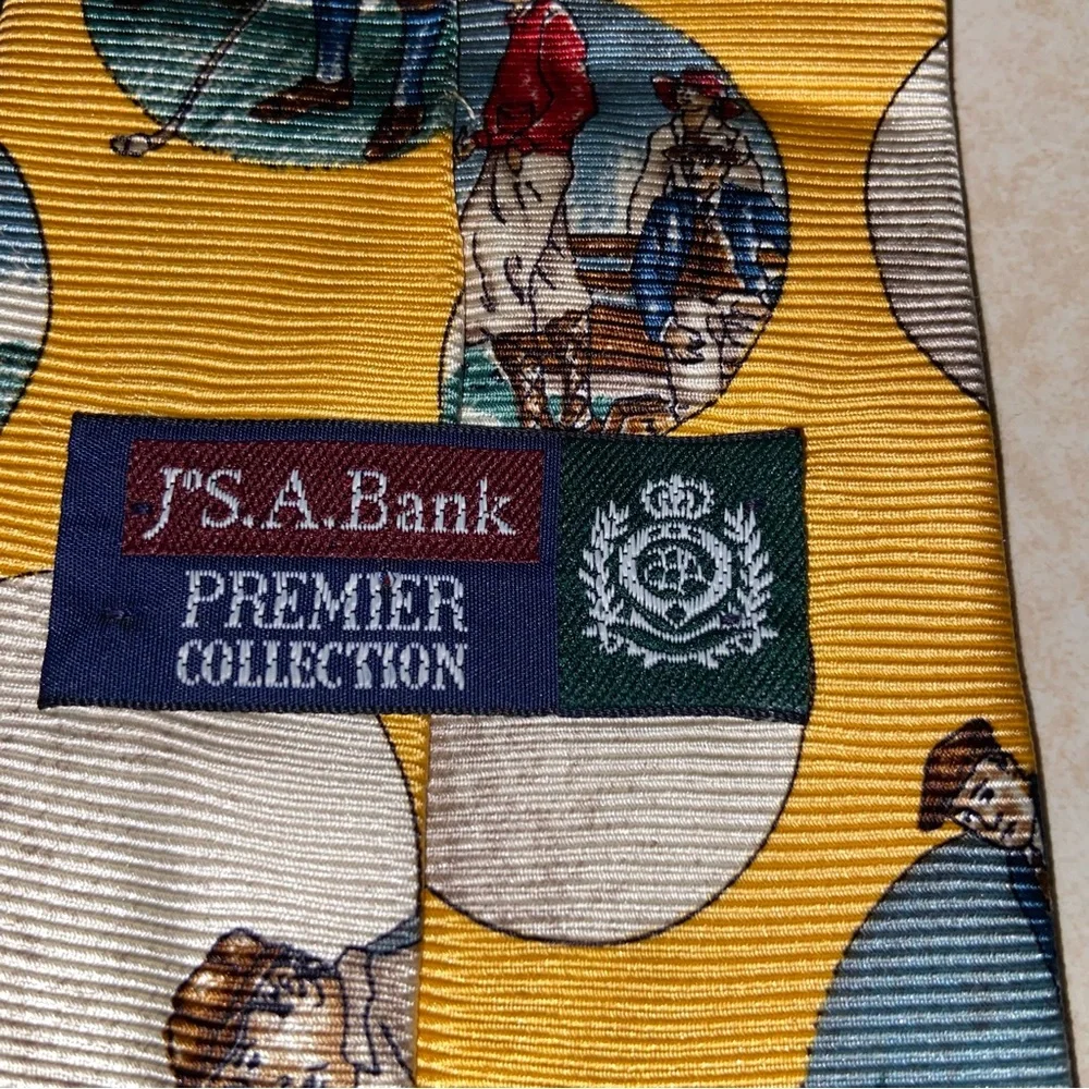 Vintage Prestige Jos. A. Bank Lot of 2 100% Silk Neck Ties USA Made Golf Golfing